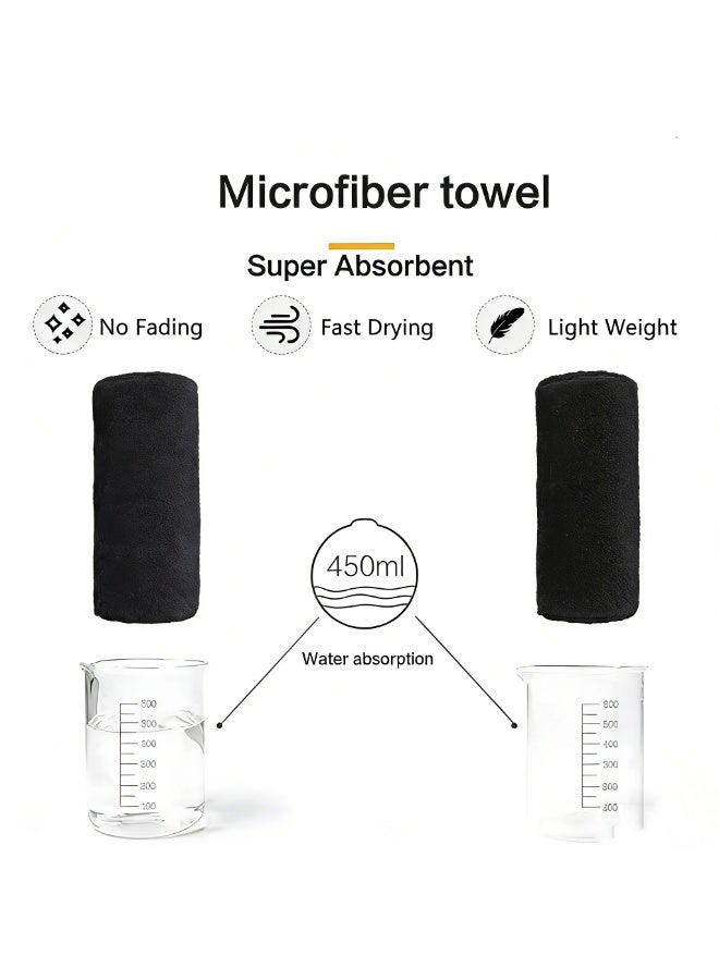 Quick Dry Camping Towel, Microfiber Travel Towel 3 Size at 1 Pack,Fast Drying Towel Set for Camping, Beach, Gym, Sports, Yoga & Swimming Pool, Black - Image 4